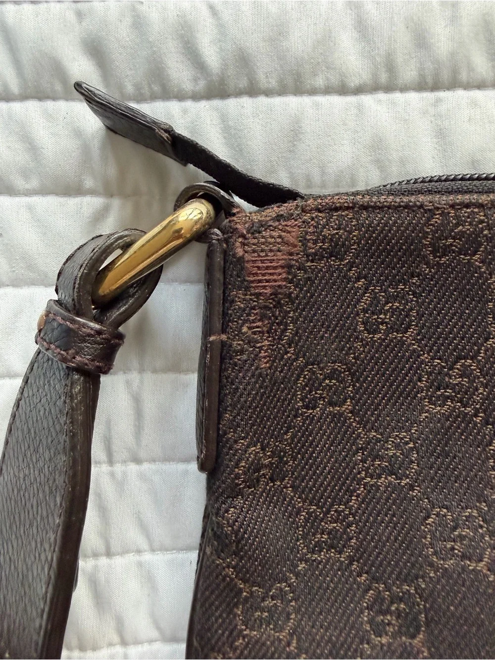 Gucci Black Signature Monogram Large Messenger Bag